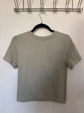 A new Cropped Crewneck Tee in Sage Green